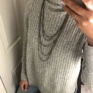 Silver Chain Layered Knot Necklace